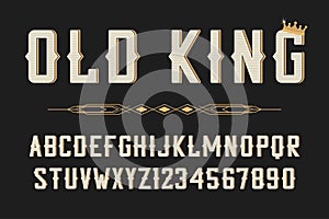 Vintage stylized font. Retro serif alphabet, typeface for vintage label, logo, poster. Vector photo